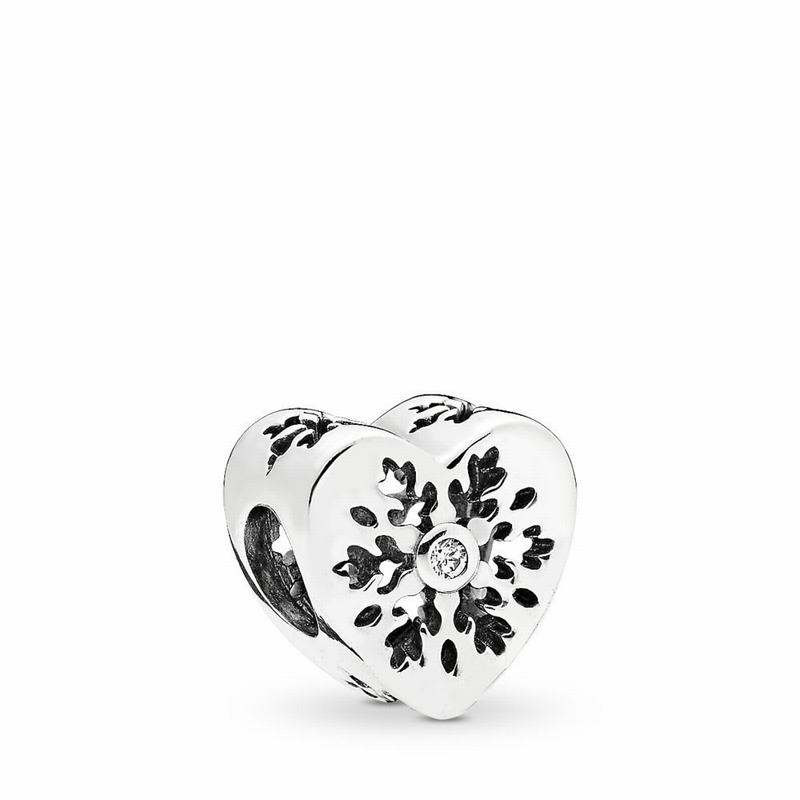 Pandora Snowflake Heart Charm - Sterling Silver/Cubic Zirconia - Canada | QA5410HY